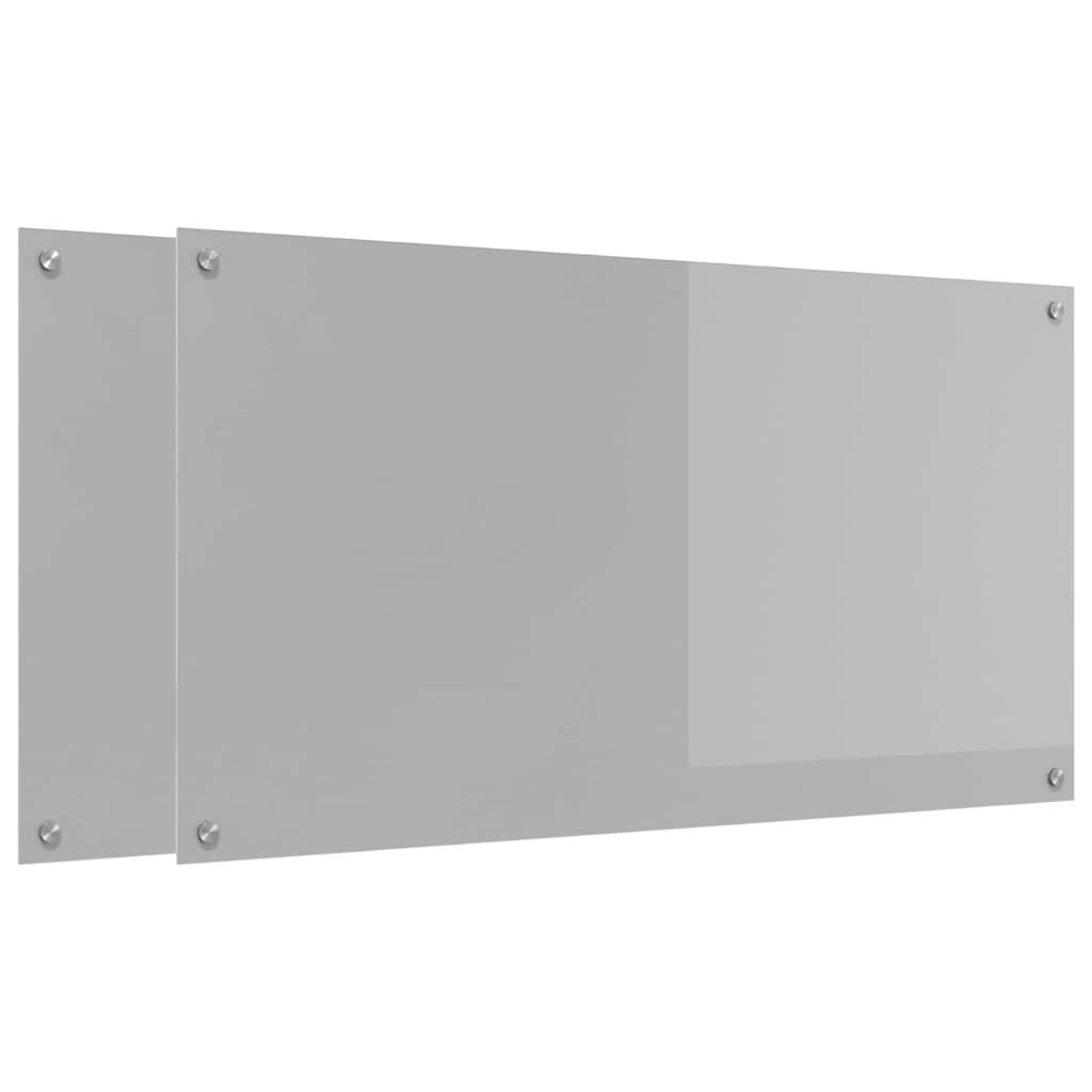 vidaXL Kuchynský obklad 2 ks Svetlosivá 110 x 60 cm tvrdené sklo