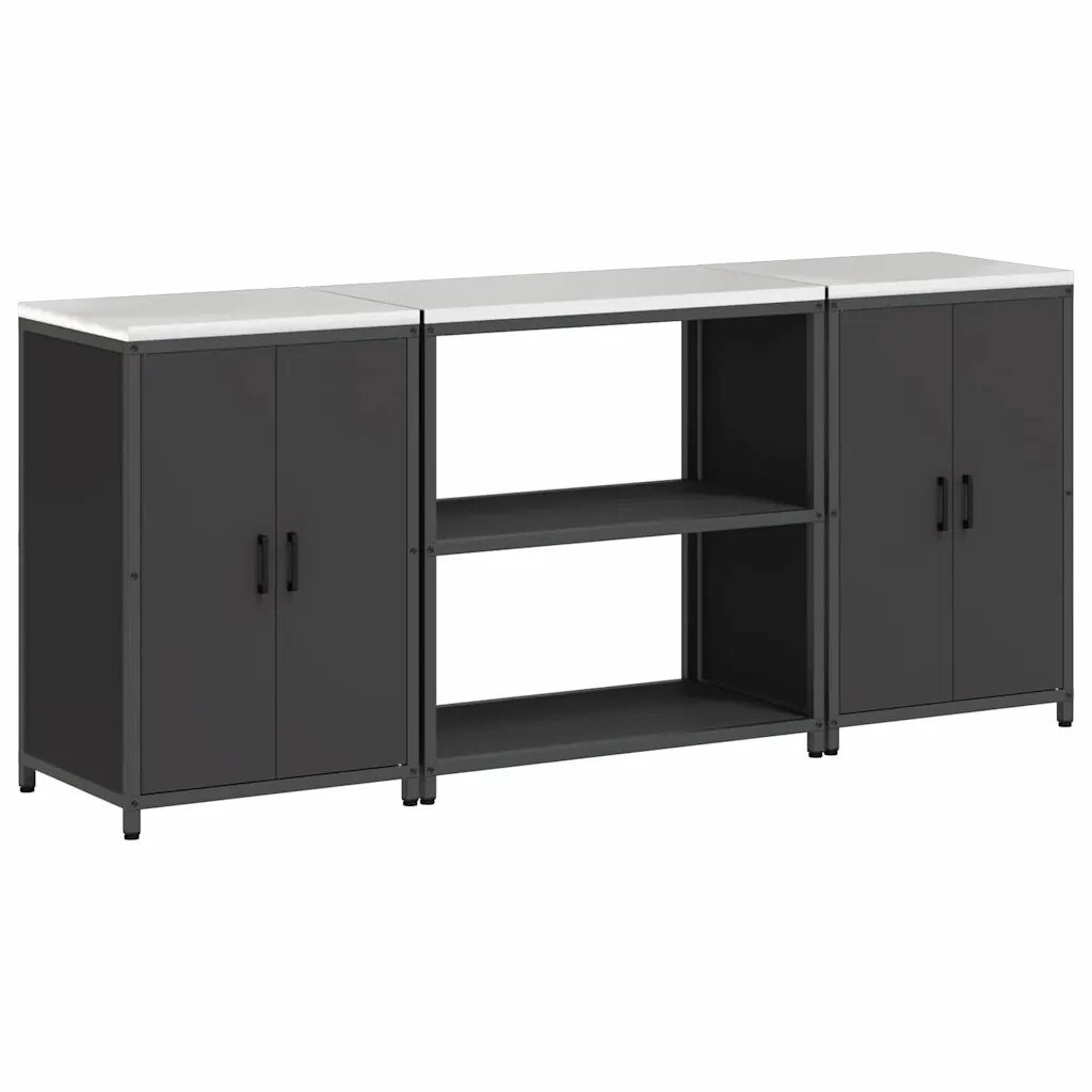vidaXL Kuchynský úložný set HATTEM 3 ks Čierna 210 x 50 x 92 cm