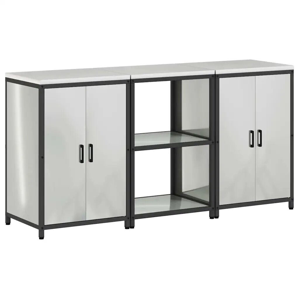 vidaXL Kuchynský úložný set HATTEM 3 ks Strieborná 180 x 50 x 92 cm