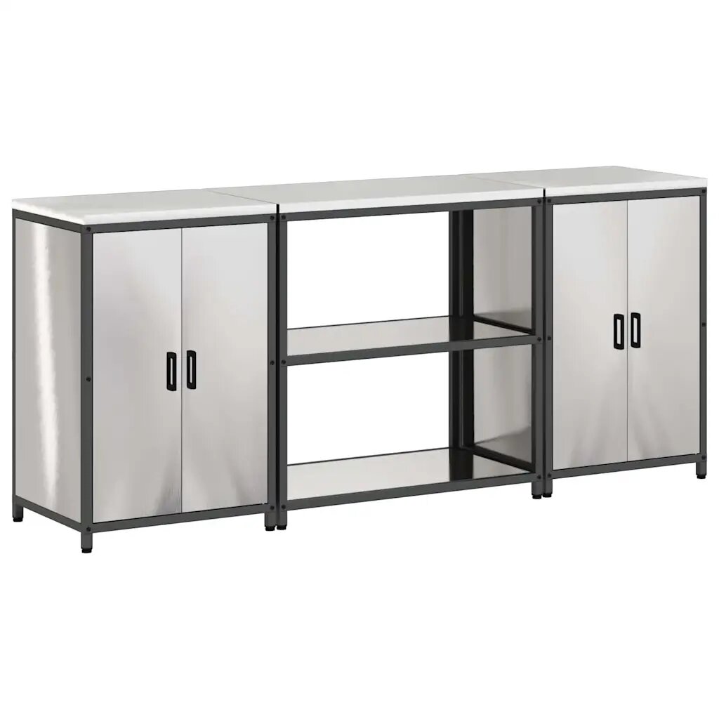 vidaXL Kuchynský úložný set HATTEM 3 ks Strieborná 210 x 50 x 92 cm