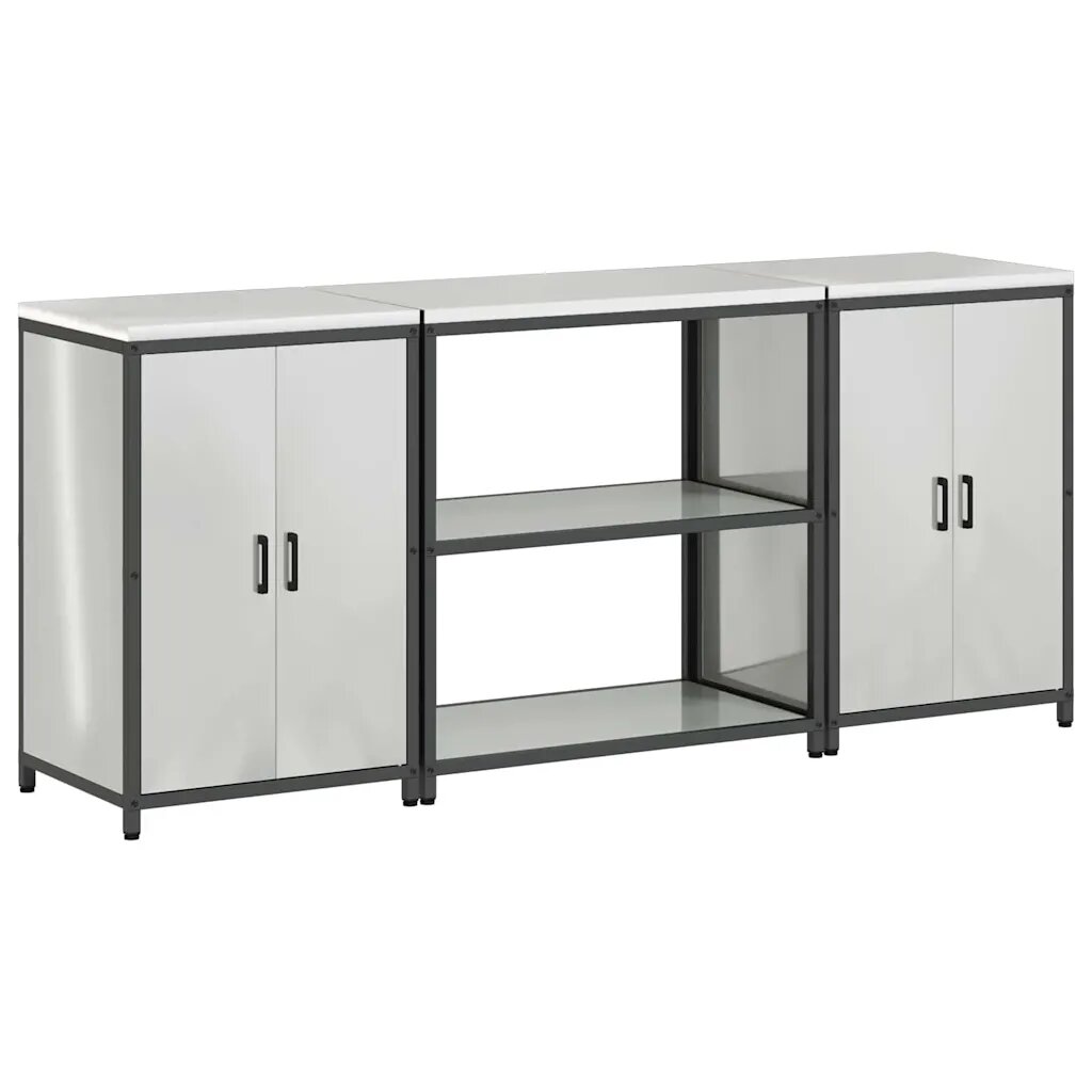 vidaXL Kuchynský úložný set HATTEM 3 ks Strieborná 210 x 50 x 92 cm