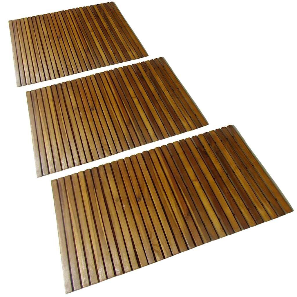 vidaXL Kúpeľňová podložka z akáciového dreva 80x50 cm 3 ks