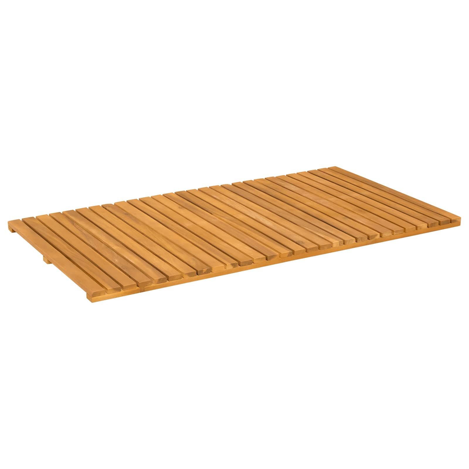 vidaXL Kúpeľňová predložka Prírodná 100 x 55 cm Pevné akáciové drevo