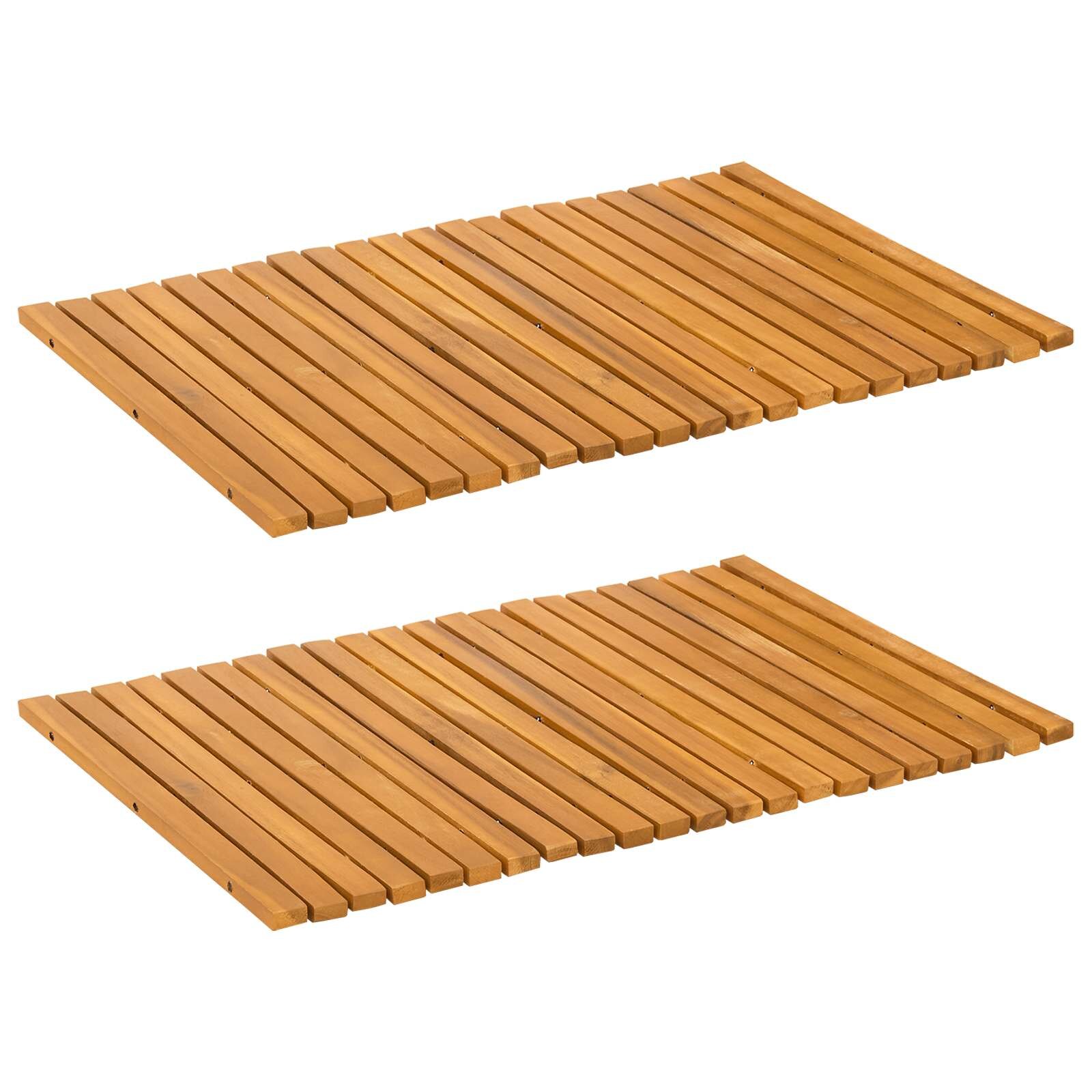 vidaXL Kúpeľňová predložka Prírodná 60 x 40 cm Pevné akáciové drevo