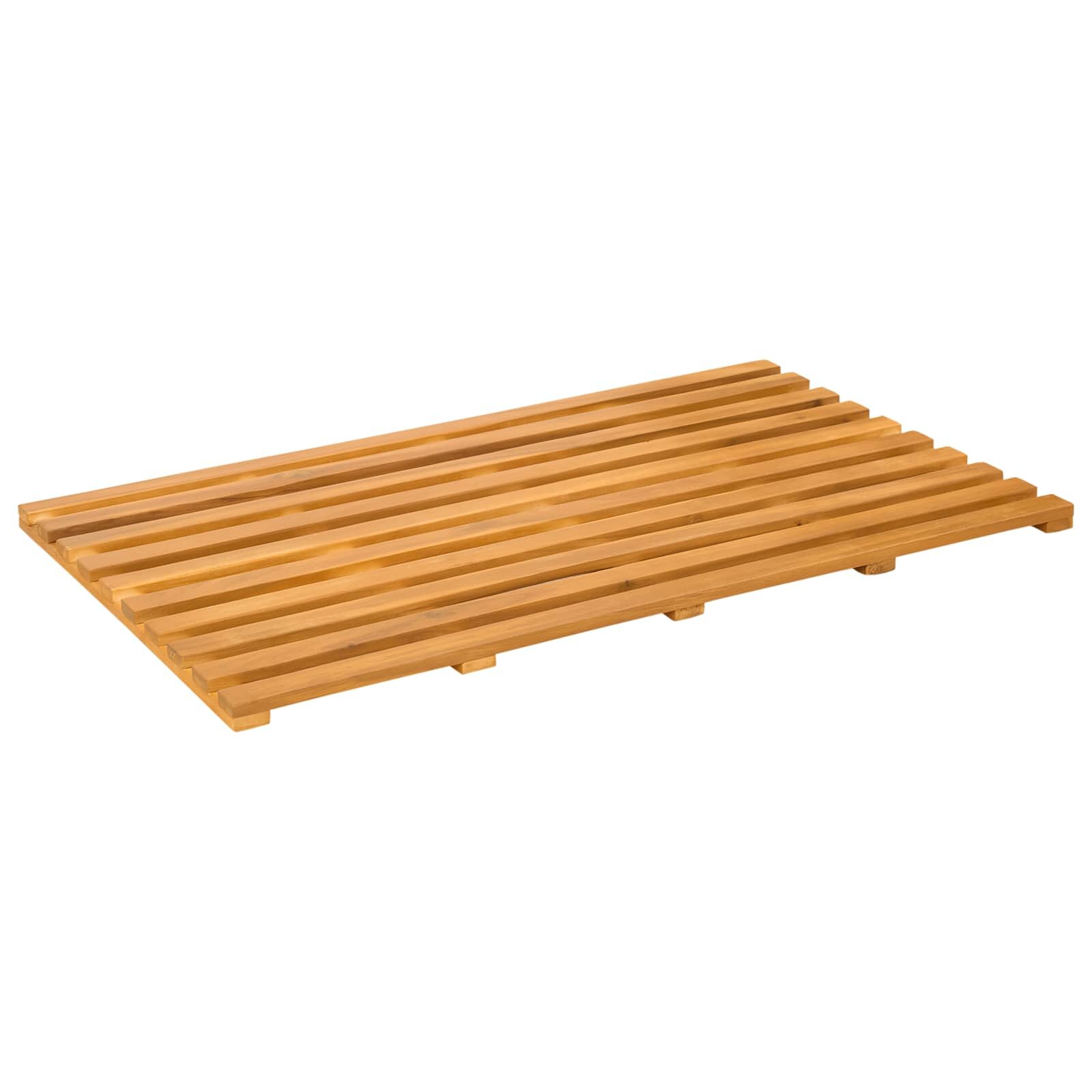 vidaXL Kúpeľňová predložka Prírodná 80 x 48 cm Pevné akáciové drevo