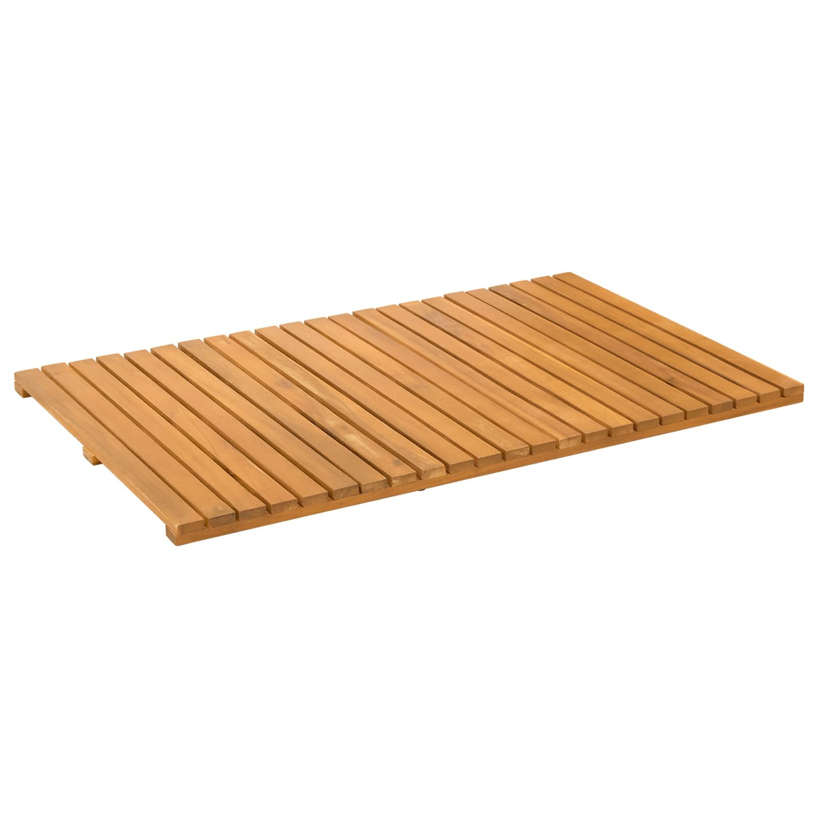 vidaXL Kúpeľňová predložka Prírodná 80 x 50 cm Pevné akáciové drevo