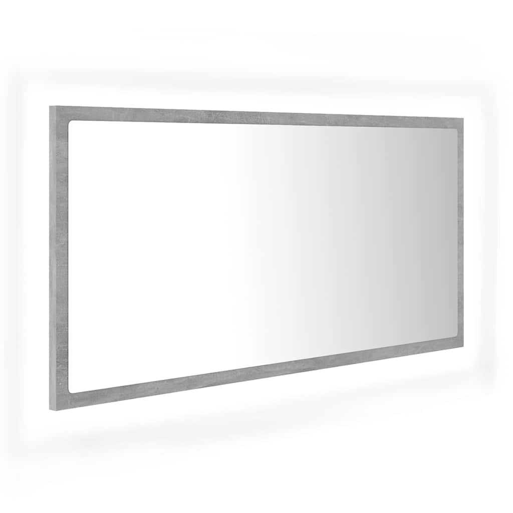 vidaXL Kúpeľňové zrkadlo s LED betónovo sivé 90x85x37 cm akryl