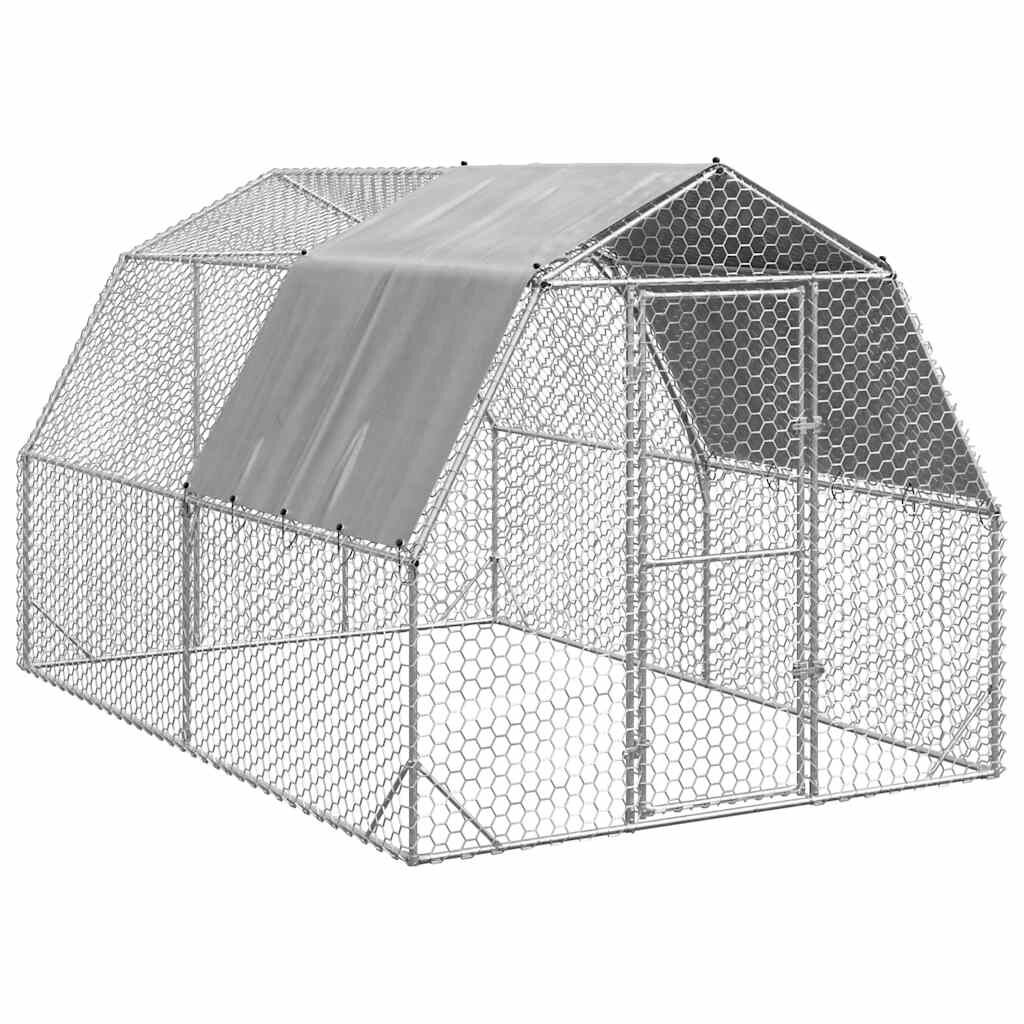 vidaXL Kurací výbeh so strechou 25x4x225 m Pozinkovaná oceľ