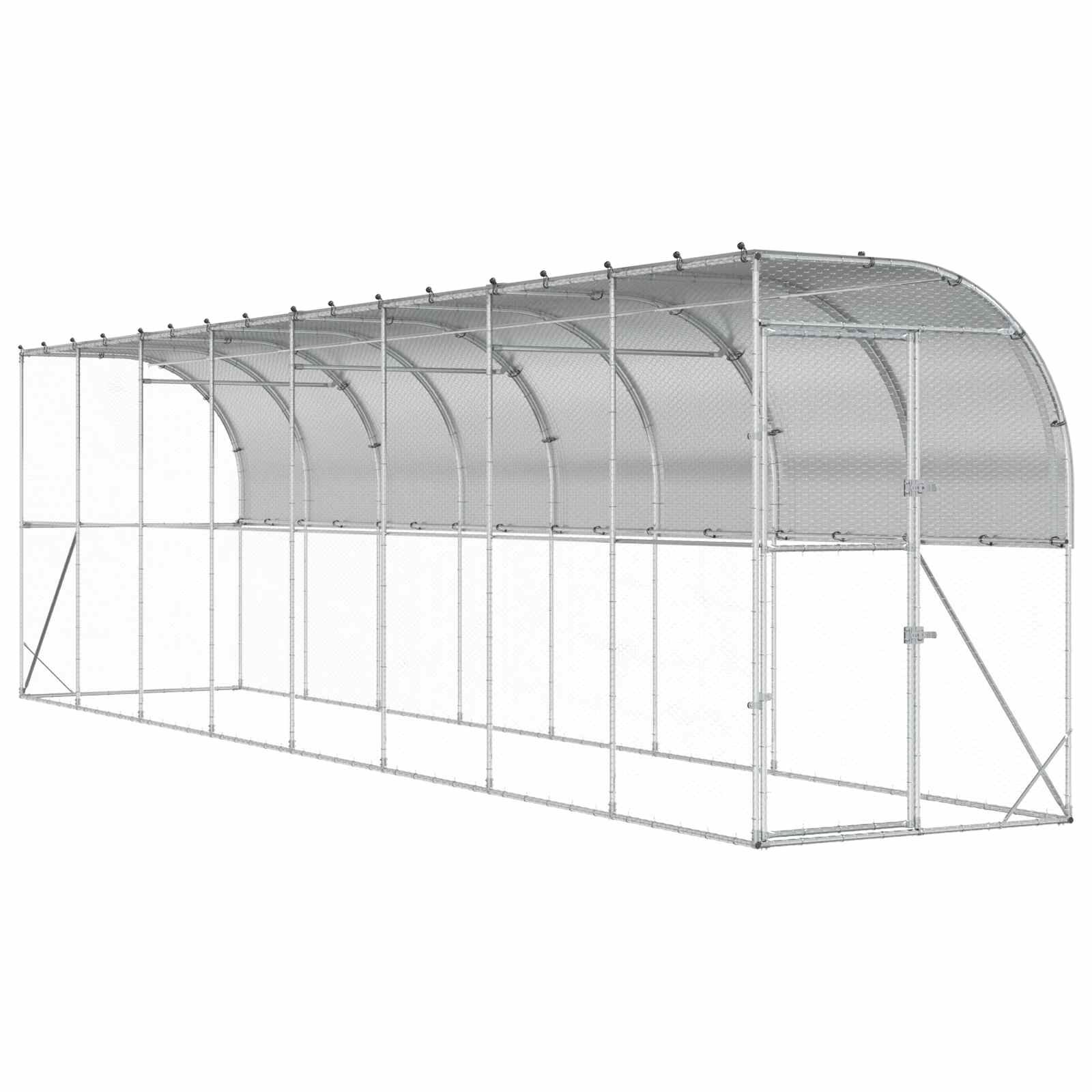 vidaXL Kurník proti stene Strieborná 600 x 150 x 215 cm