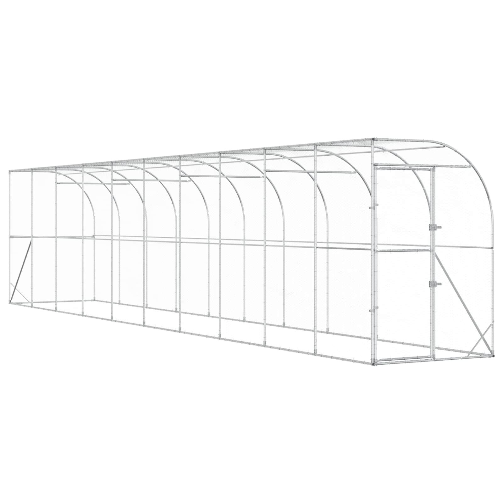 vidaXL Kurník proti stene Strieborná 600 x 150 x 215 cm