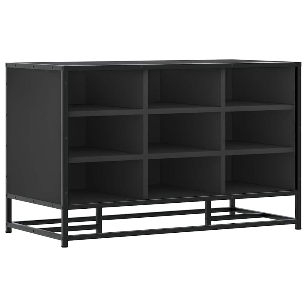 vidaXL Lavica na topánky čierna 84x40x535 cm kompozitné drevo+kov