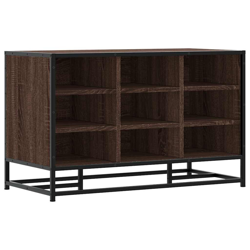 vidaXL Lavica na topánky hnedý dub 84x40x535 cm kompozitné drevo+kov