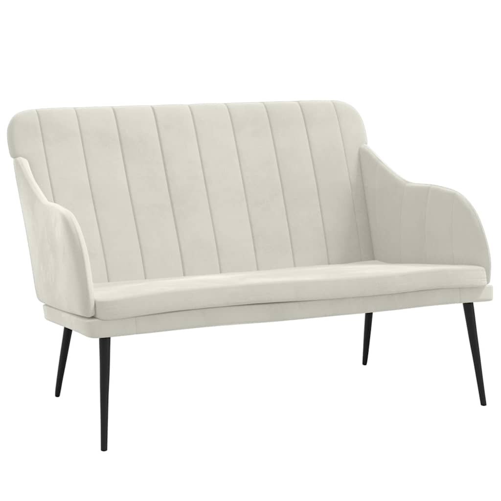 vidaXL Lavička krémová 110x76x80 cm zamat