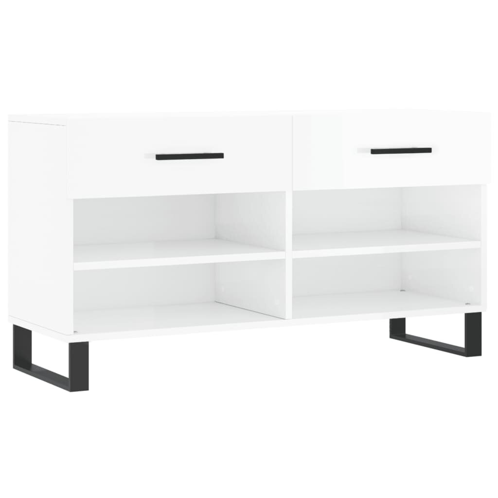 vidaXL Lavička na topánky lesklá biela 102x35x55 cm kompozitné drevo