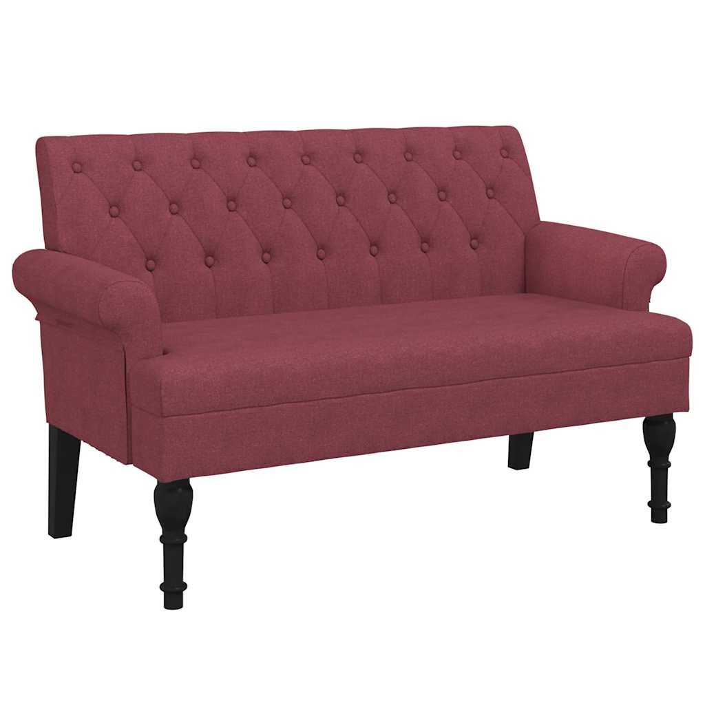 vidaXL Lavička s operadlom vínovo červená 120x62x755 cm látka