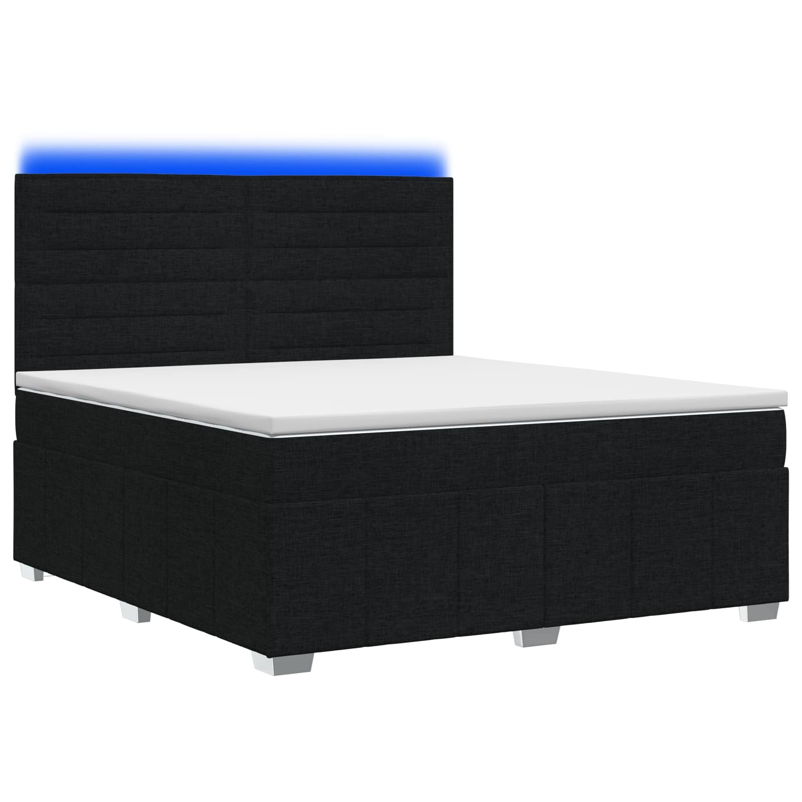 vidaXL LED boxspring posteľ s matracom Čierna 180 x 200 cm Látka