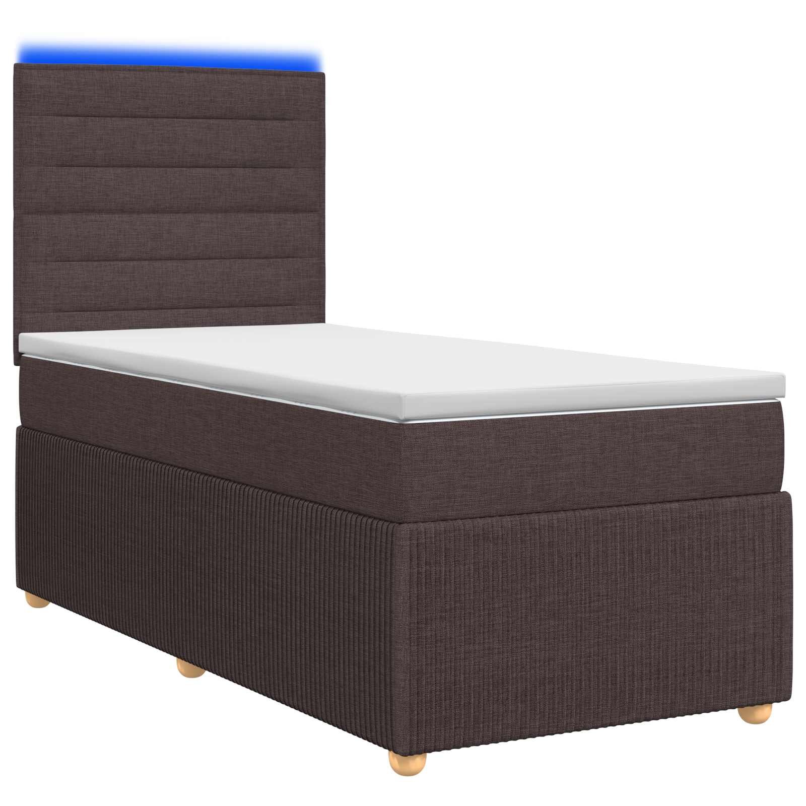 vidaXL LED boxspring posteľ s matracom Tmavohnedá 80 x 200 cm Látka