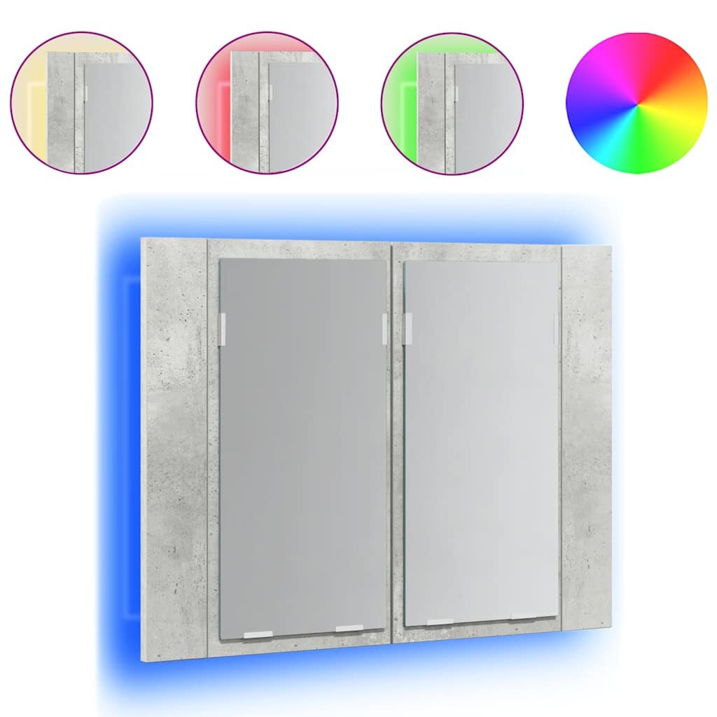 vidaXL LED kúpeľňová zrkadlová skrinka betónová sivá 60x12x45 cm akryl