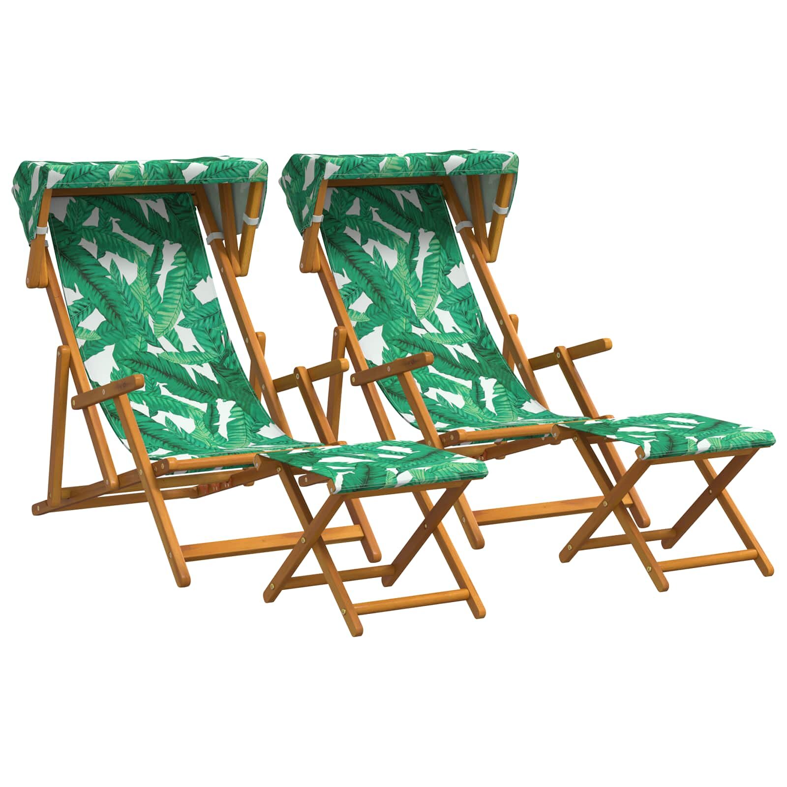 vidaXL Lehátko 4 pcs 3 Poloha Masívne eukalyptové drevo Vzor s listami