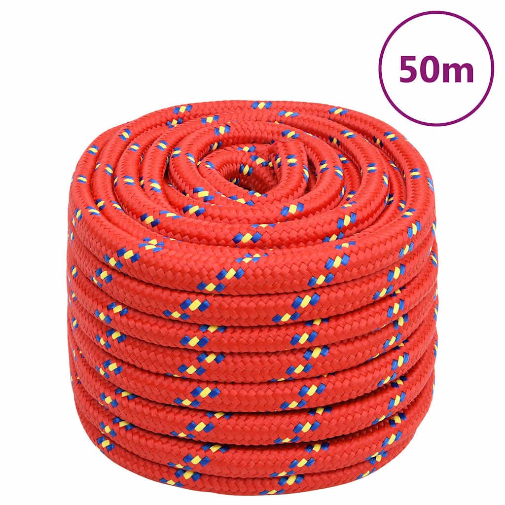 vidaXL Lodné lano červené 20 mm 50 m polypropylén