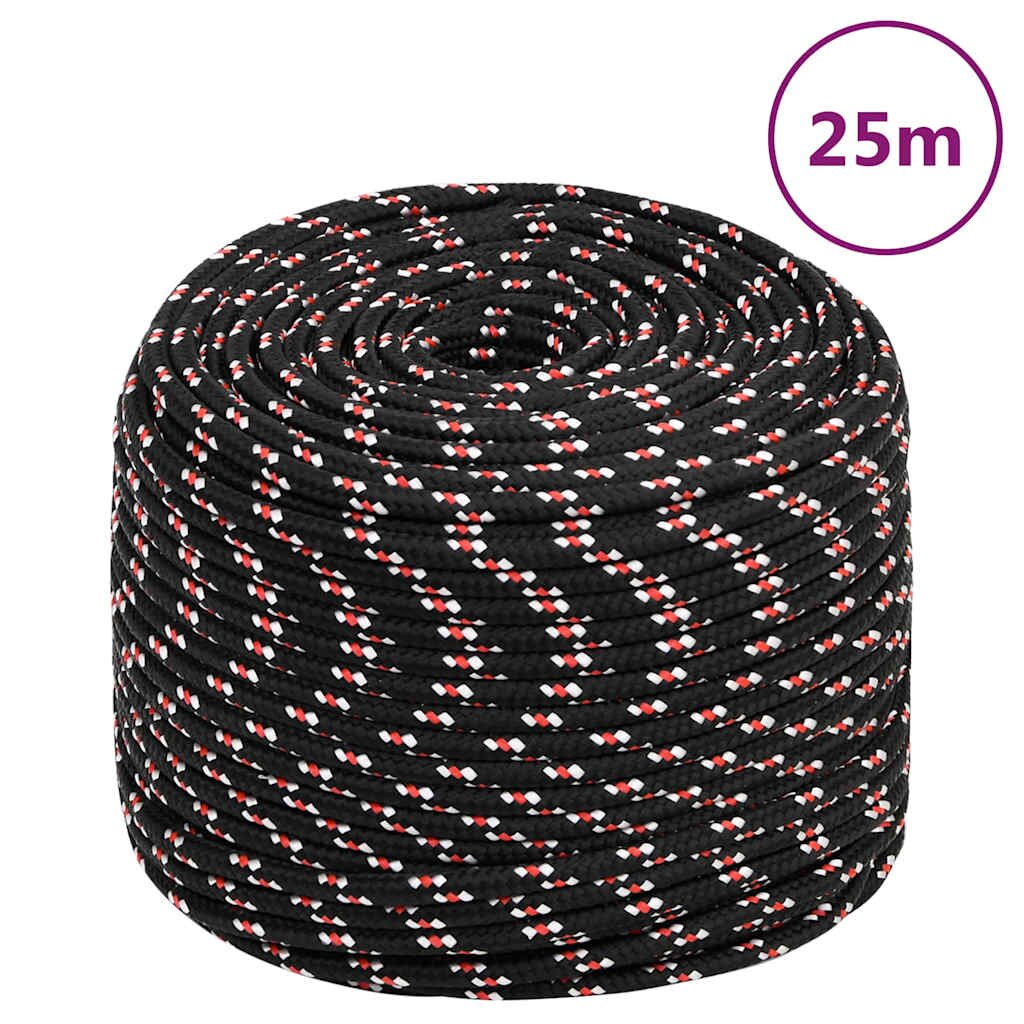 vidaXL Lodné lano čierne 6 mm 25 m polypropylén