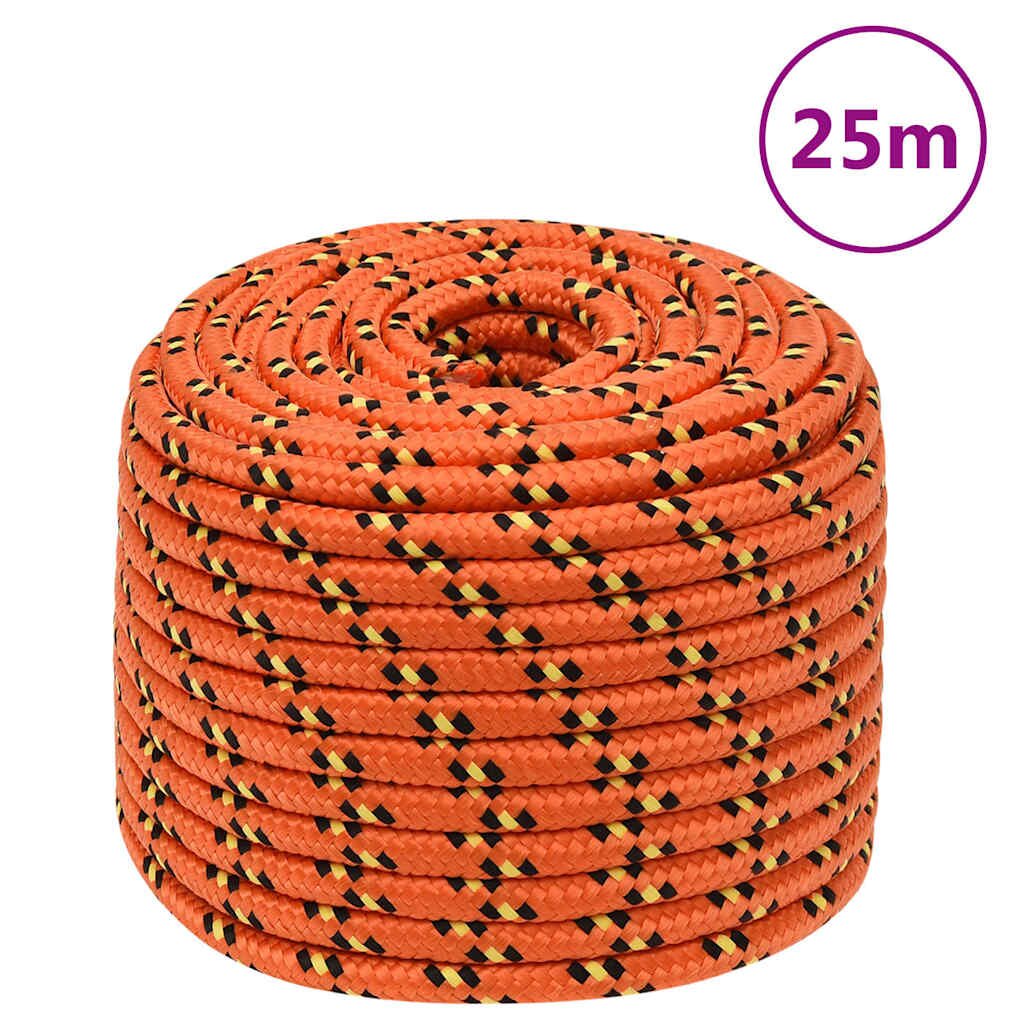 vidaXL Lodné lano oranžové 12 mm 25 m polypropylén