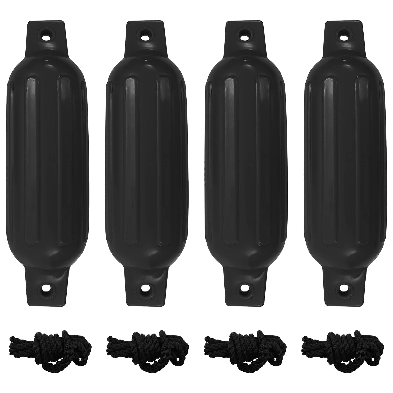 vidaXL Lodný nárazník 4 ks čierny Ø 11x40 cm PVC