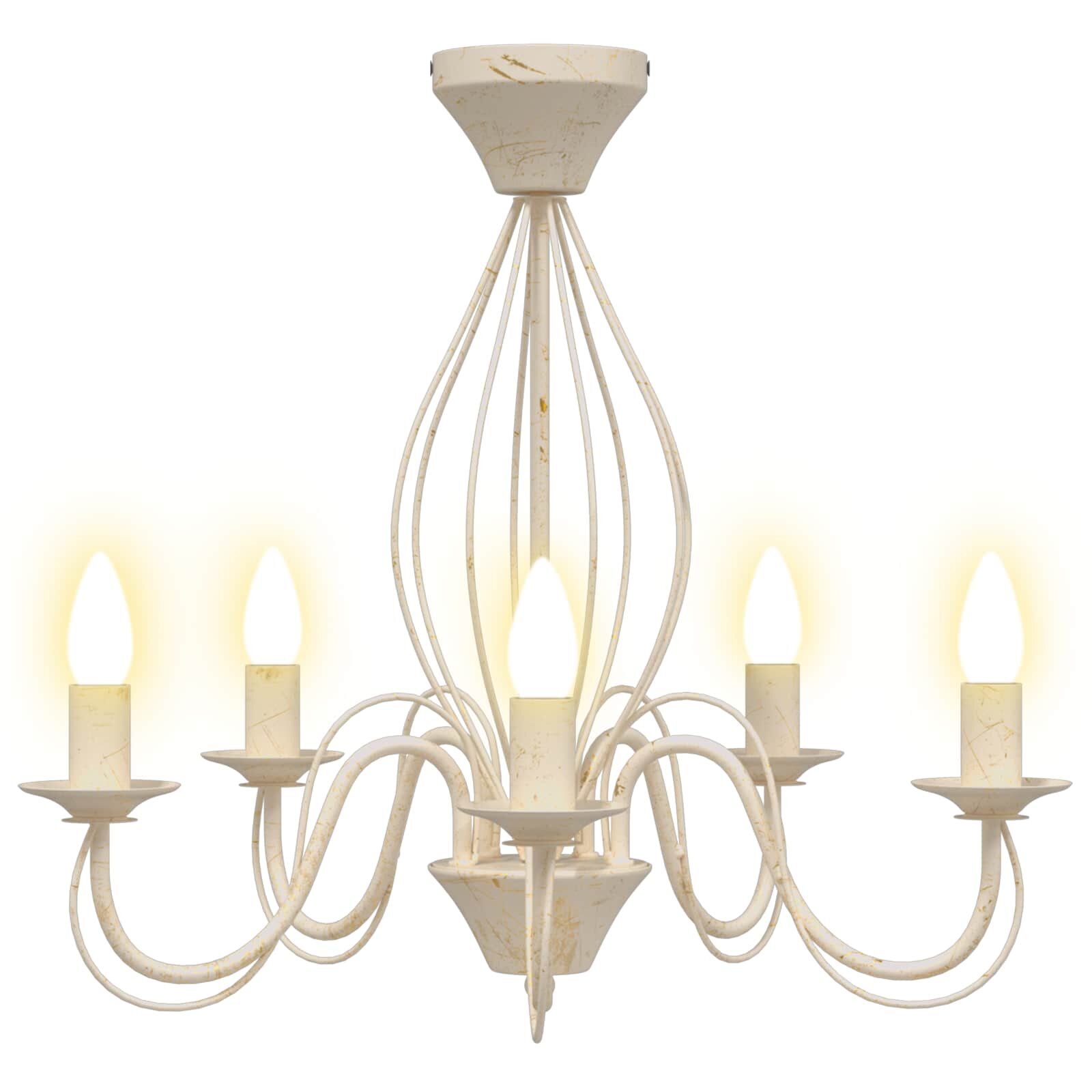 vidaXL Luster E14 Kov Antická biela Ø 52 x 47 cm
