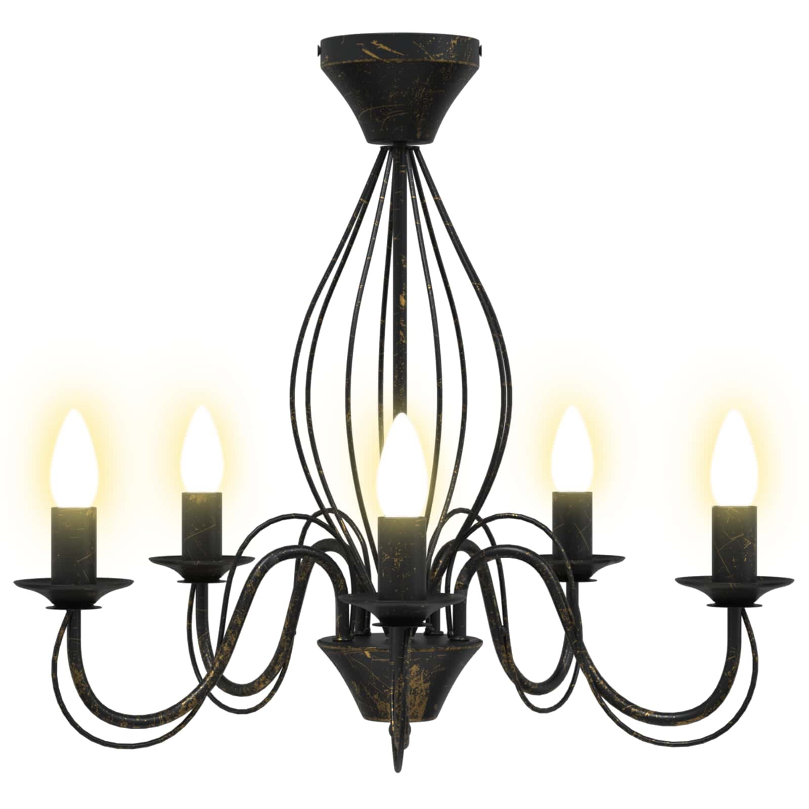 vidaXL Luster E14 Kov Antická čierna Ø 52 x 47 cm