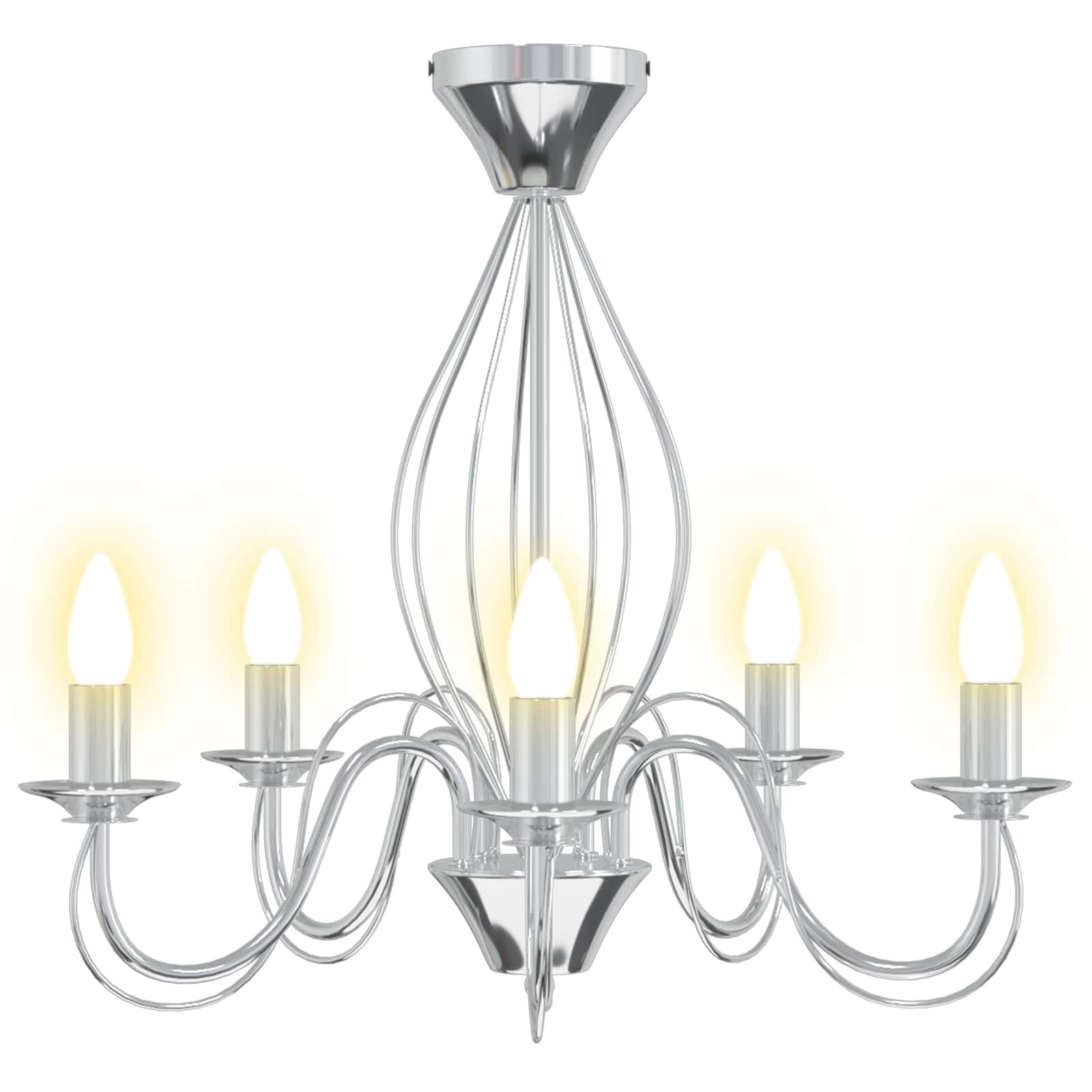vidaXL Luster E14 Kov Chróm Ø 52 x 47 cm