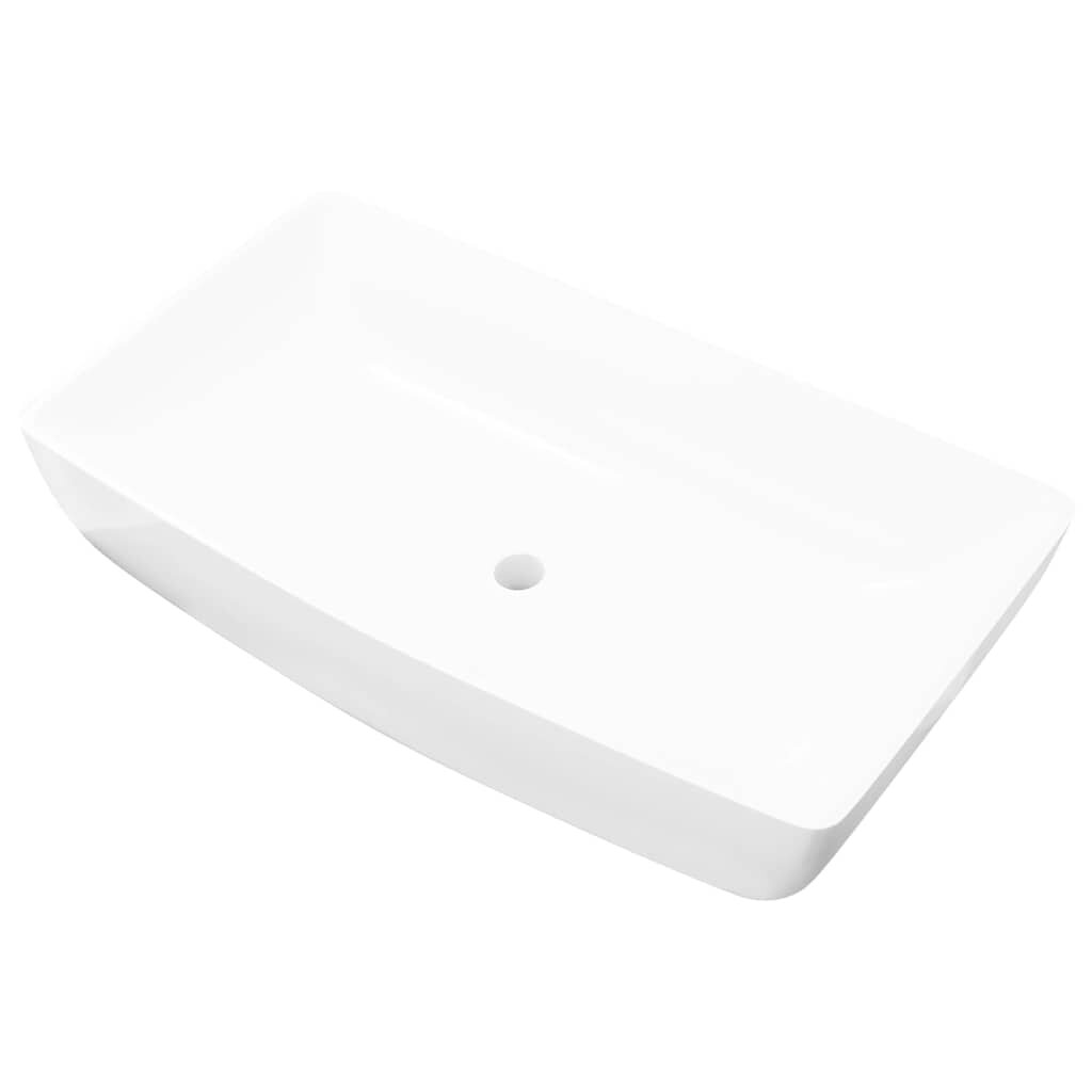 vidaXL Luxusné keramické umývadlo obdĺžnikový tvar biele 71 x 39 cm