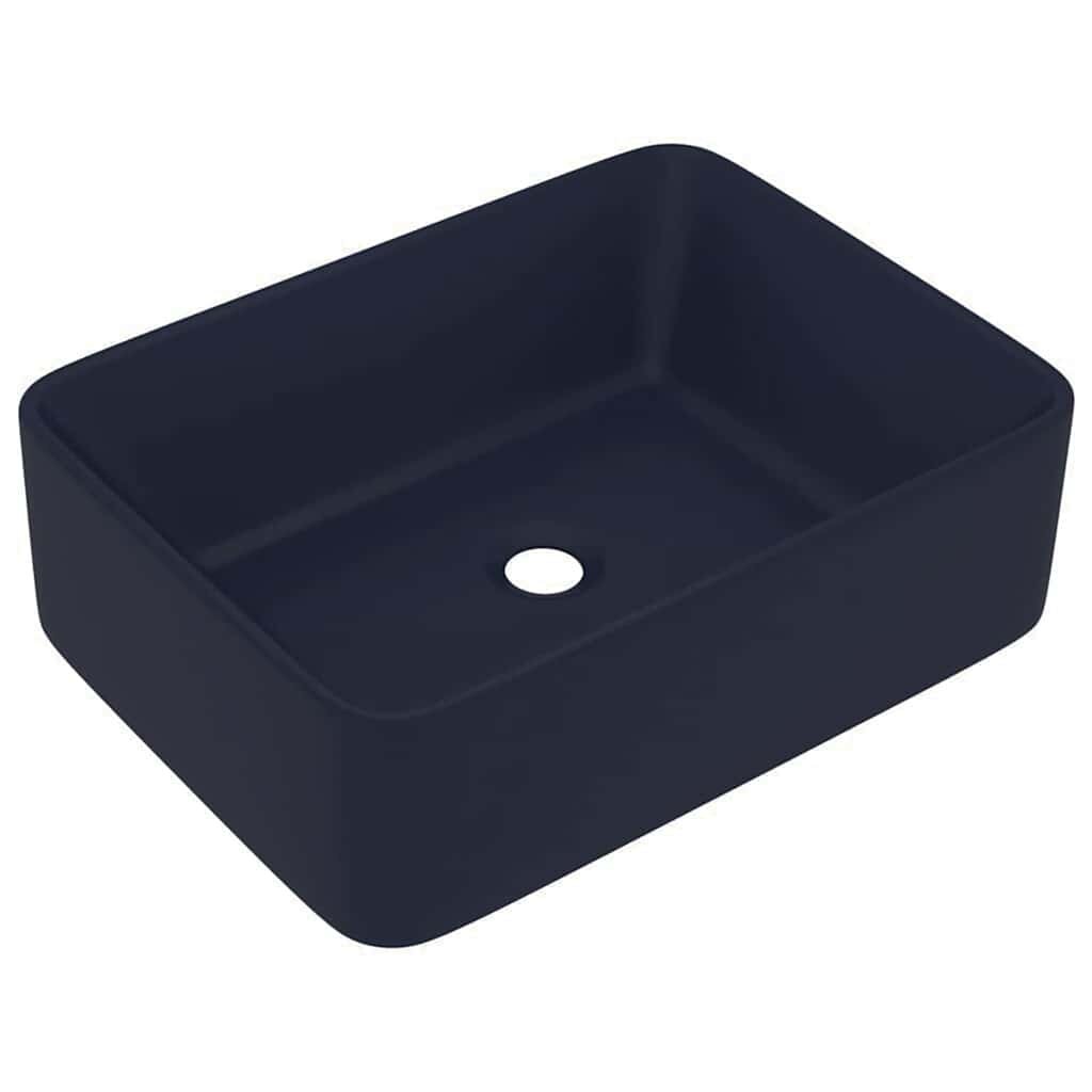 vidaXL Luxusné umývadlo matné tmavomodré 41x30x12 cm keramické