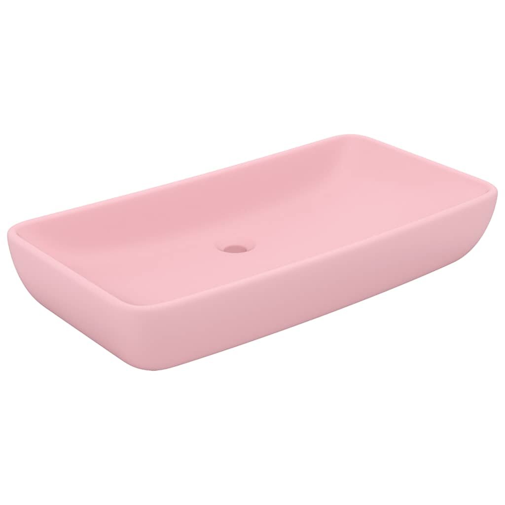 vidaXL Luxusné umývadlo obdĺžnik matné ružové 71x38 cm keramika