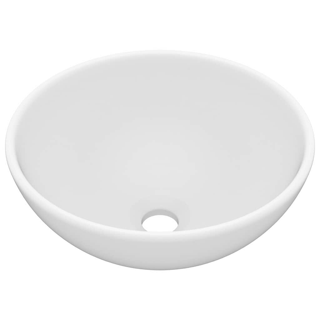 vidaXL Luxusné umývadlo okrúhle matné biele 325x14 cm keramika