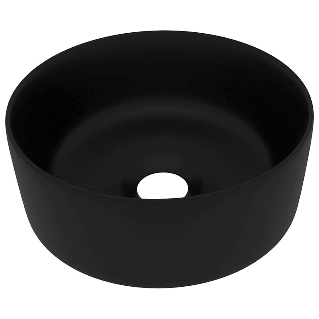 vidaXL Luxusné umývadlo okrúhle matné čierne 40x15 cm keramika
