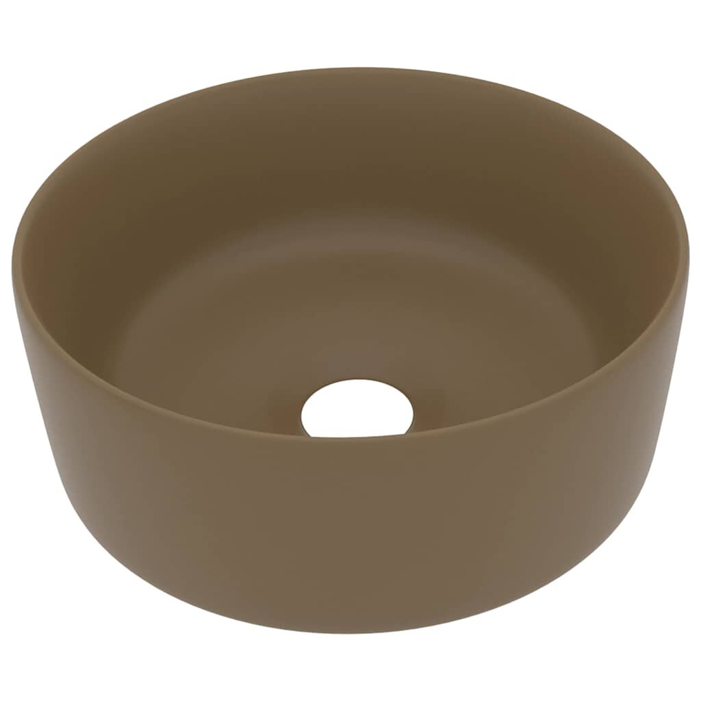 vidaXL Luxusné umývadlo okrúhle matné krémové 40x15 cm keramika