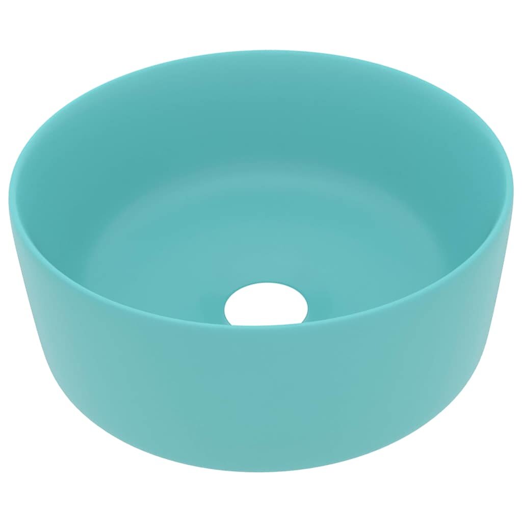 vidaXL Luxusné umývadlo okrúhle matné svetlozelené 40x15 cm keramika