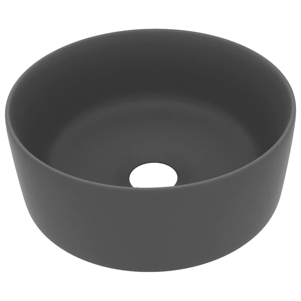 vidaXL Luxusné umývadlo okrúhle matné tmavosivé 40x15 cm keramika