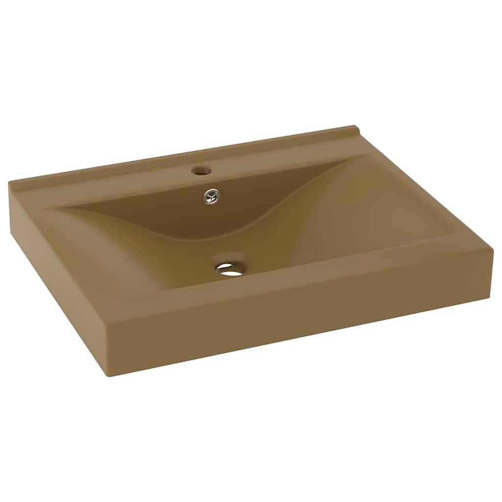 vidaXL Luxusné umývadlo otvor na batériu matné krémové 60x46 cm
