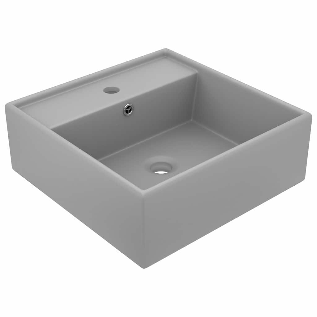 vidaXL Luxusné umývadlo prepad matné svetlosivé 41x41 cm keramika