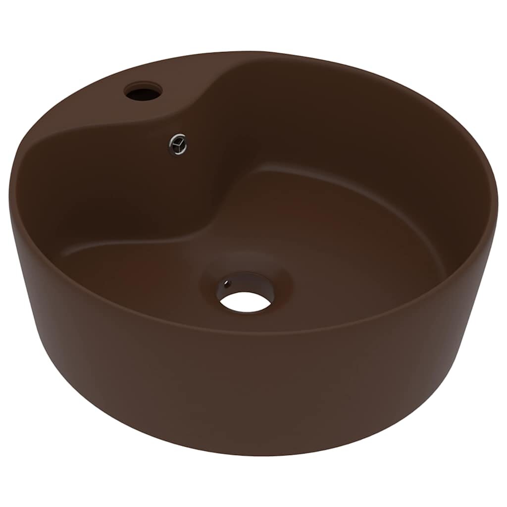vidaXL Luxusné umývadlo prepad matné tmavohnedé 36x13 cm keramika