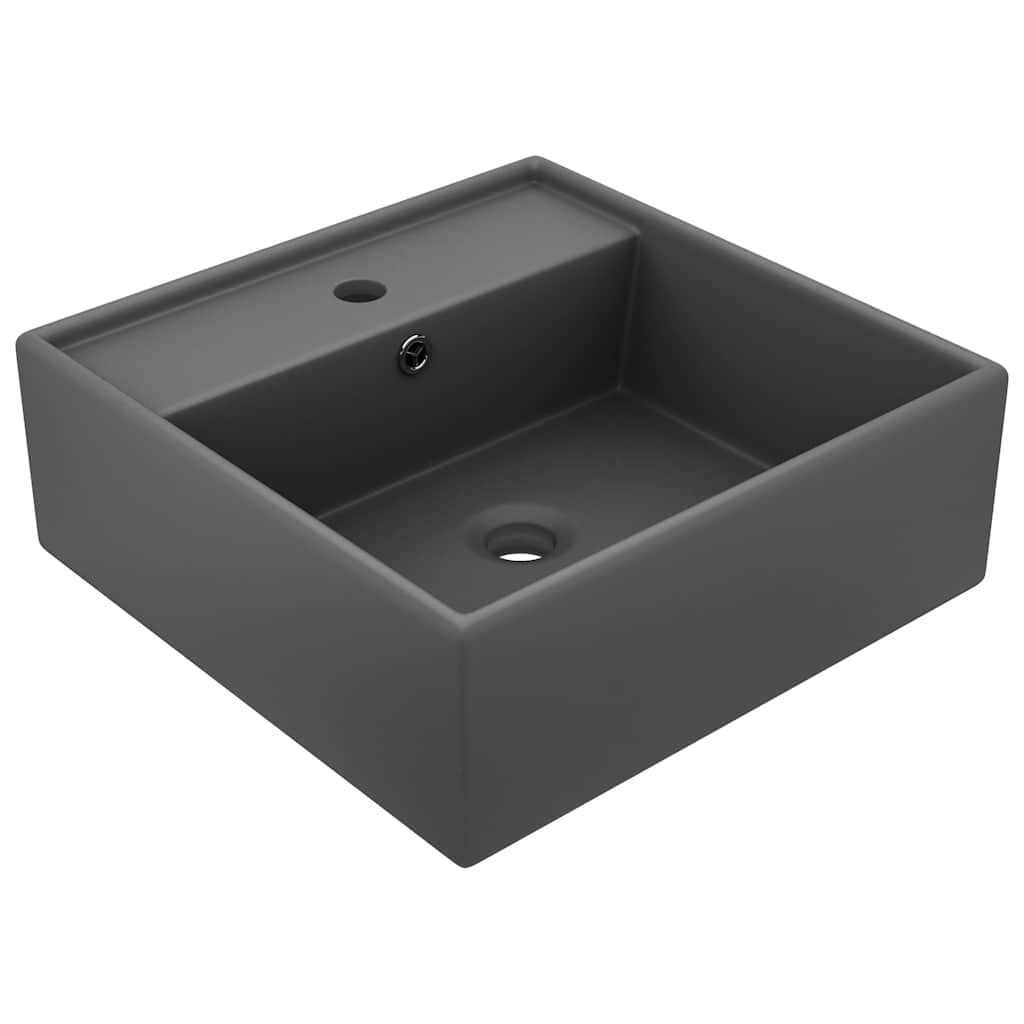 vidaXL Luxusné umývadlo prepad matné tmavosivé 41x41 cm keramika