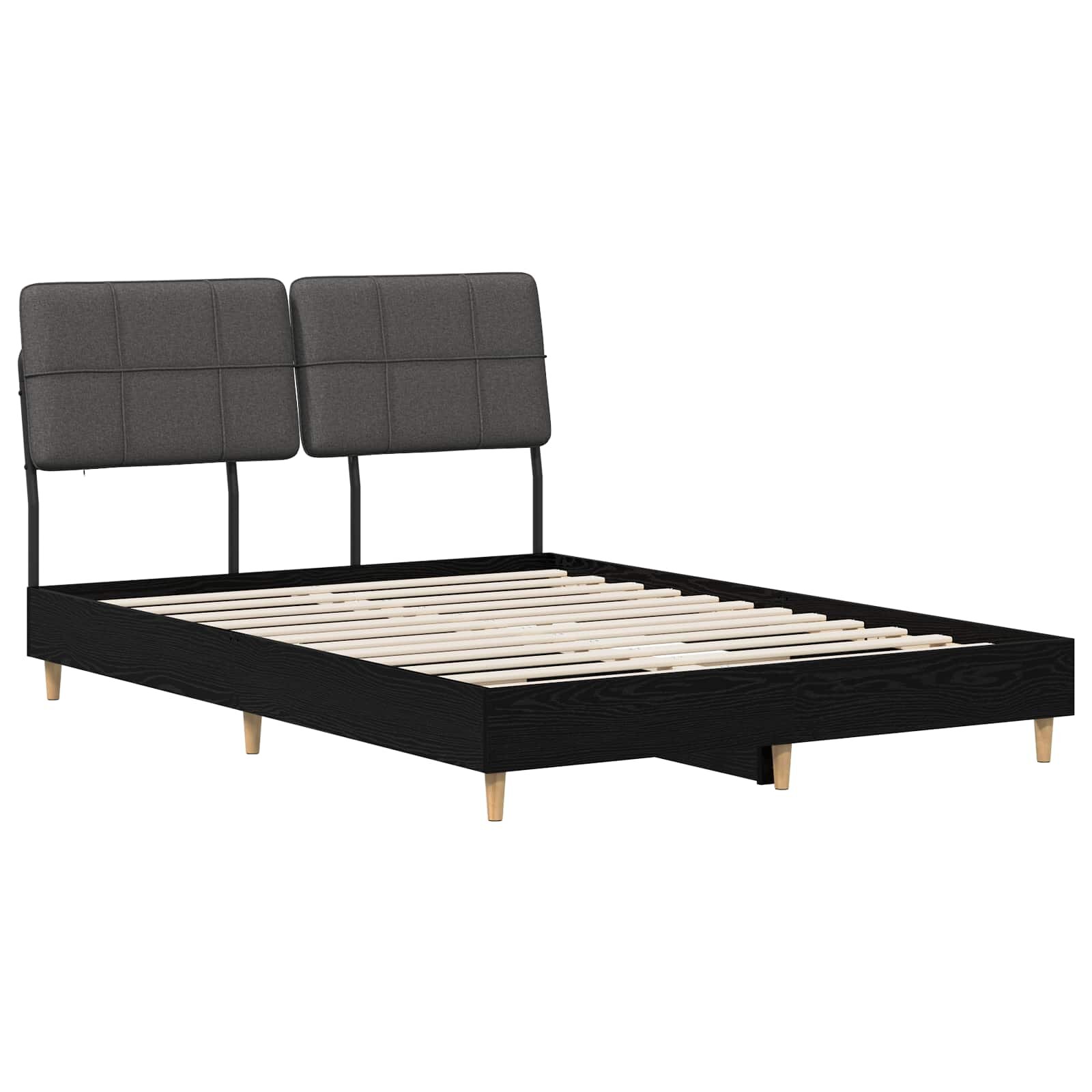 vidaXL Manželská posteľ s čelom Čierny dub a tmavosivá 150 x 200 cm