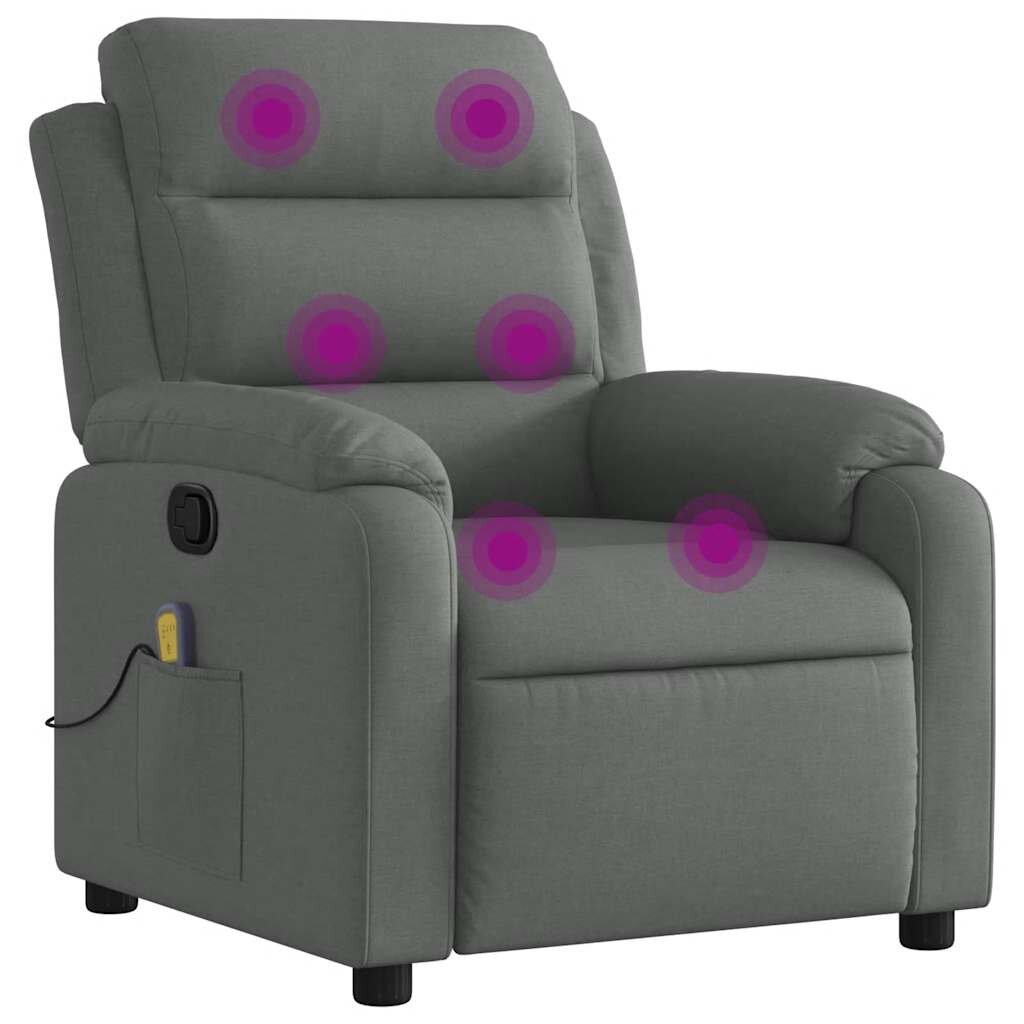 vidaXL Masážne kreslo s polohovacím mechanizmom tmavosivá látka