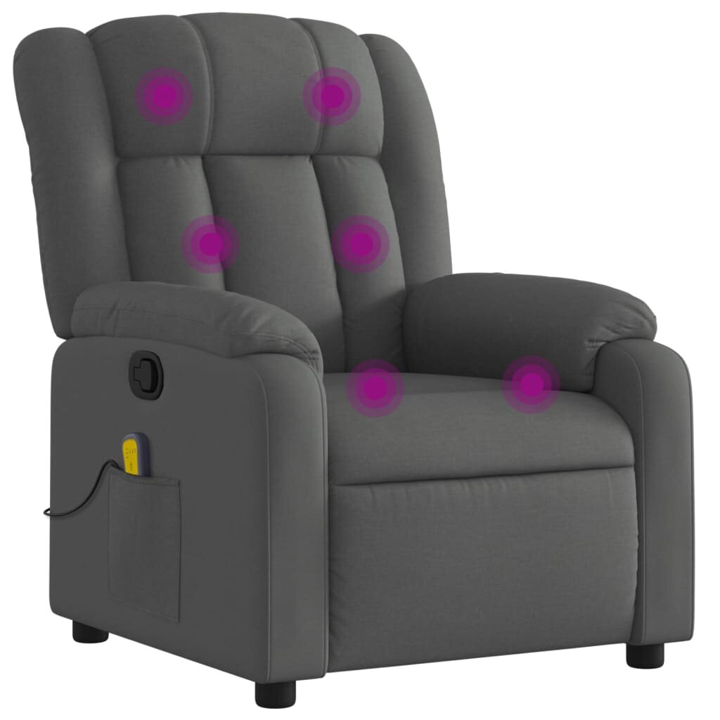 vidaXL Masážne kreslo s polohovacím mechanizmom tmavosivá látka