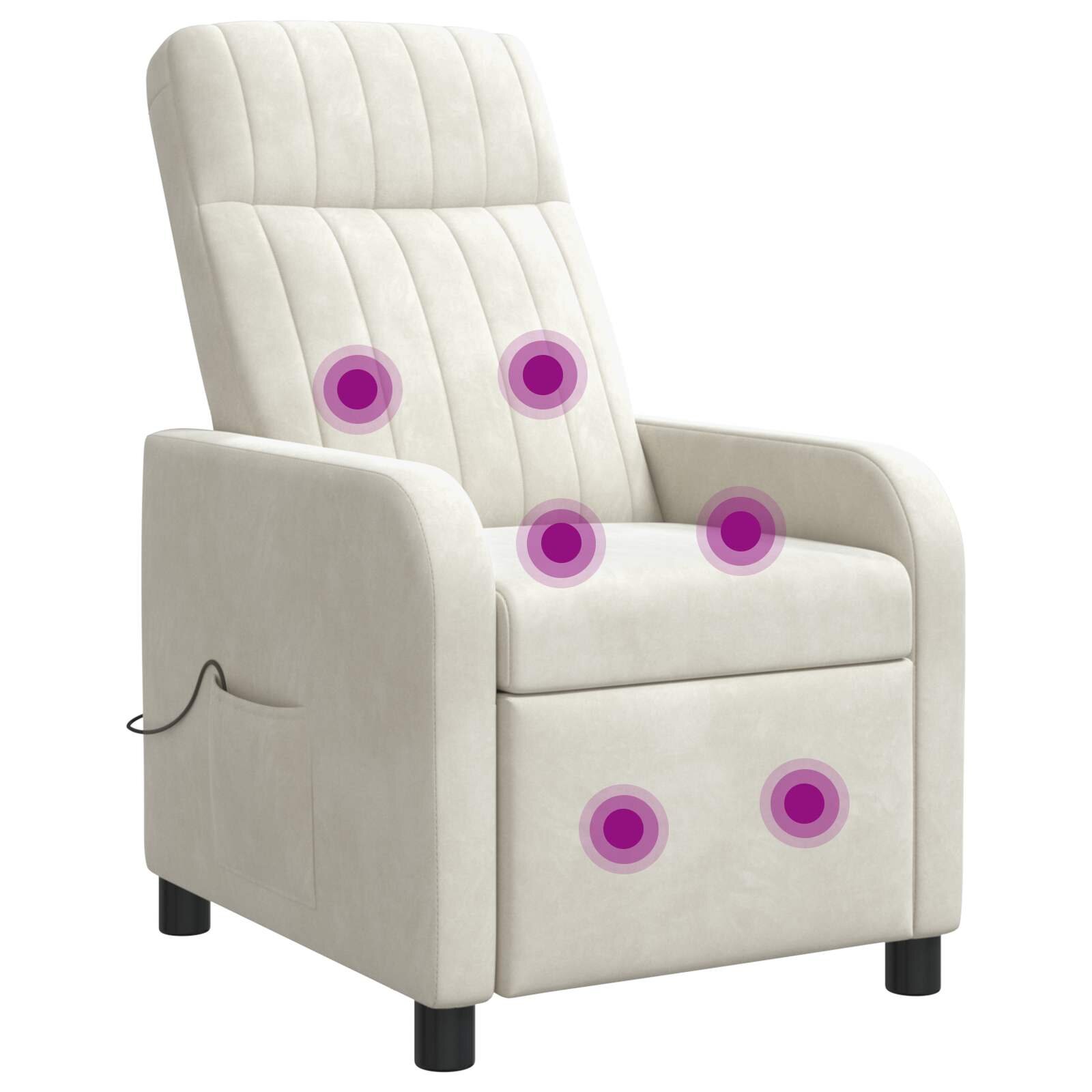 vidaXL Masážne relaxačné kreslo Krémová Zamat