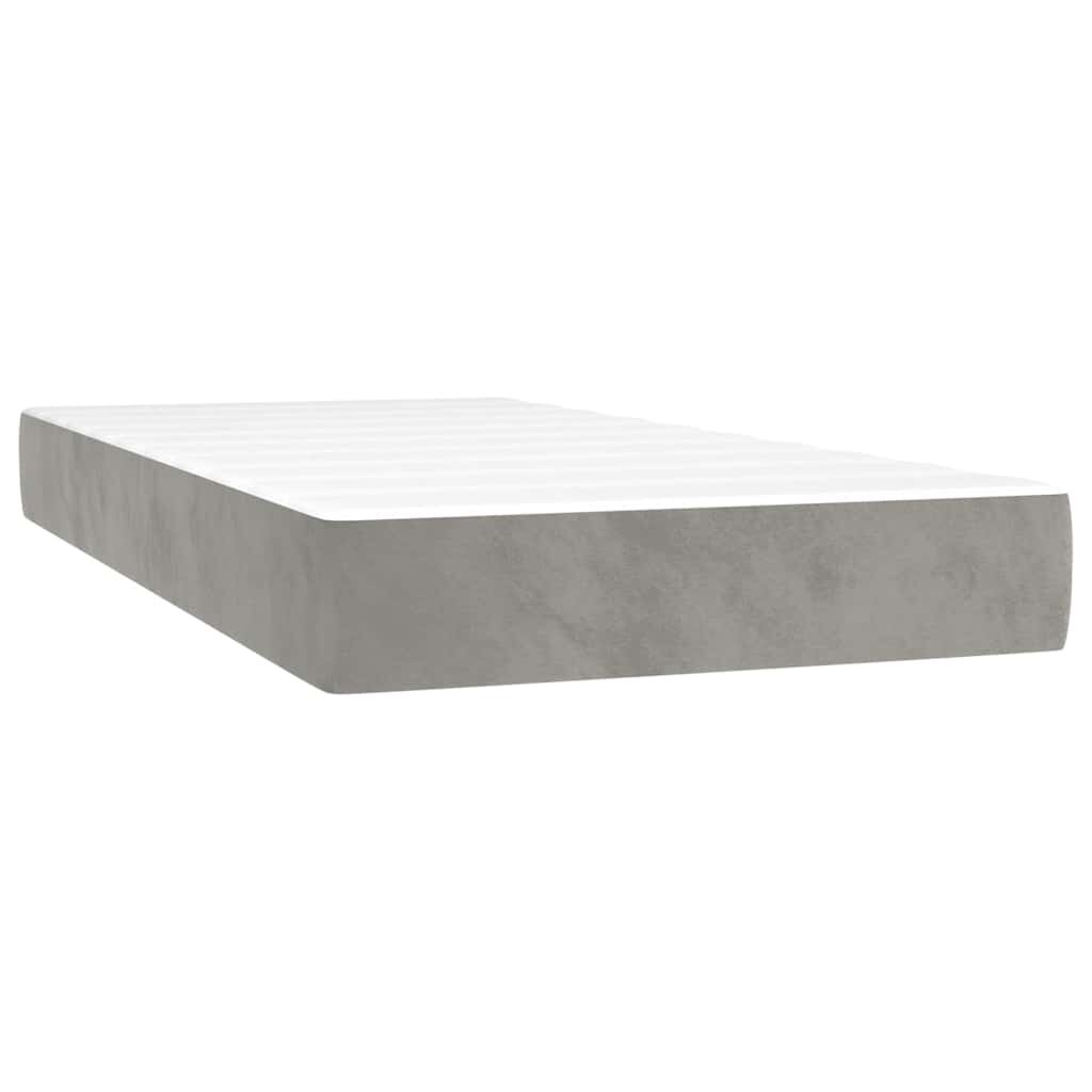 vidaXL Matrac s taštičkovými pružinami stredná tvrdosť bledosivý 100x210x20 cm zamat