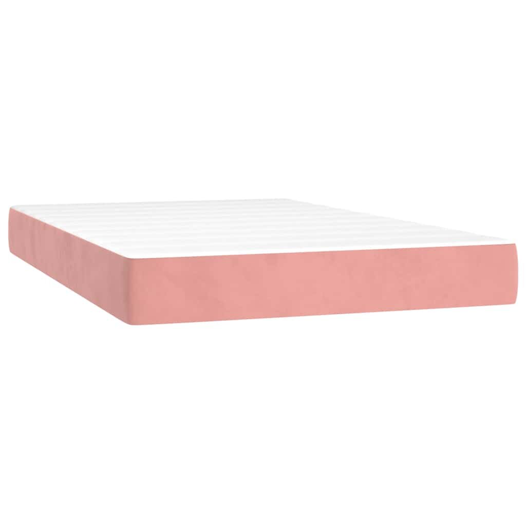 vidaXL Matrac s taštičkovými pružinami stredná tvrdosť ružový 120x220x20 cm zamat