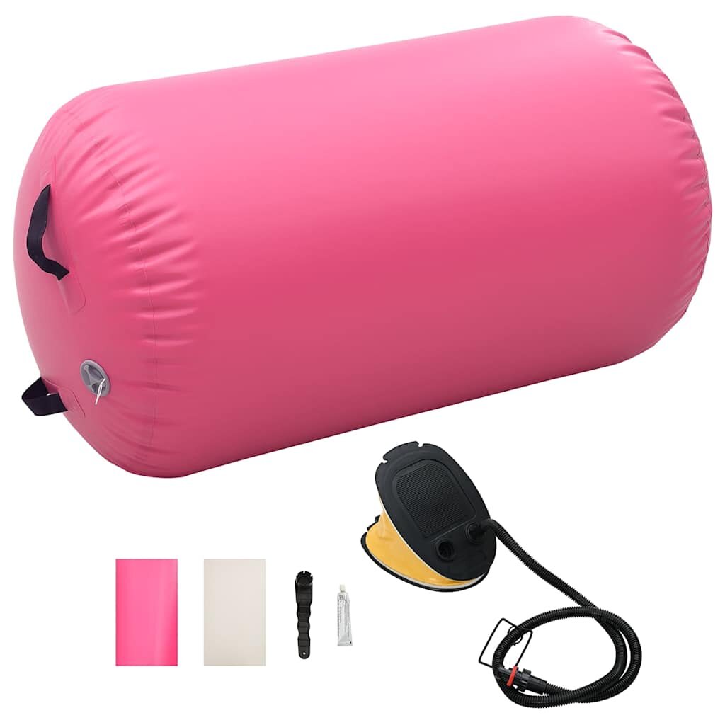 vidaXL Nafukovací gymnastický valec s pumpou 100x60 cm PVC ružový