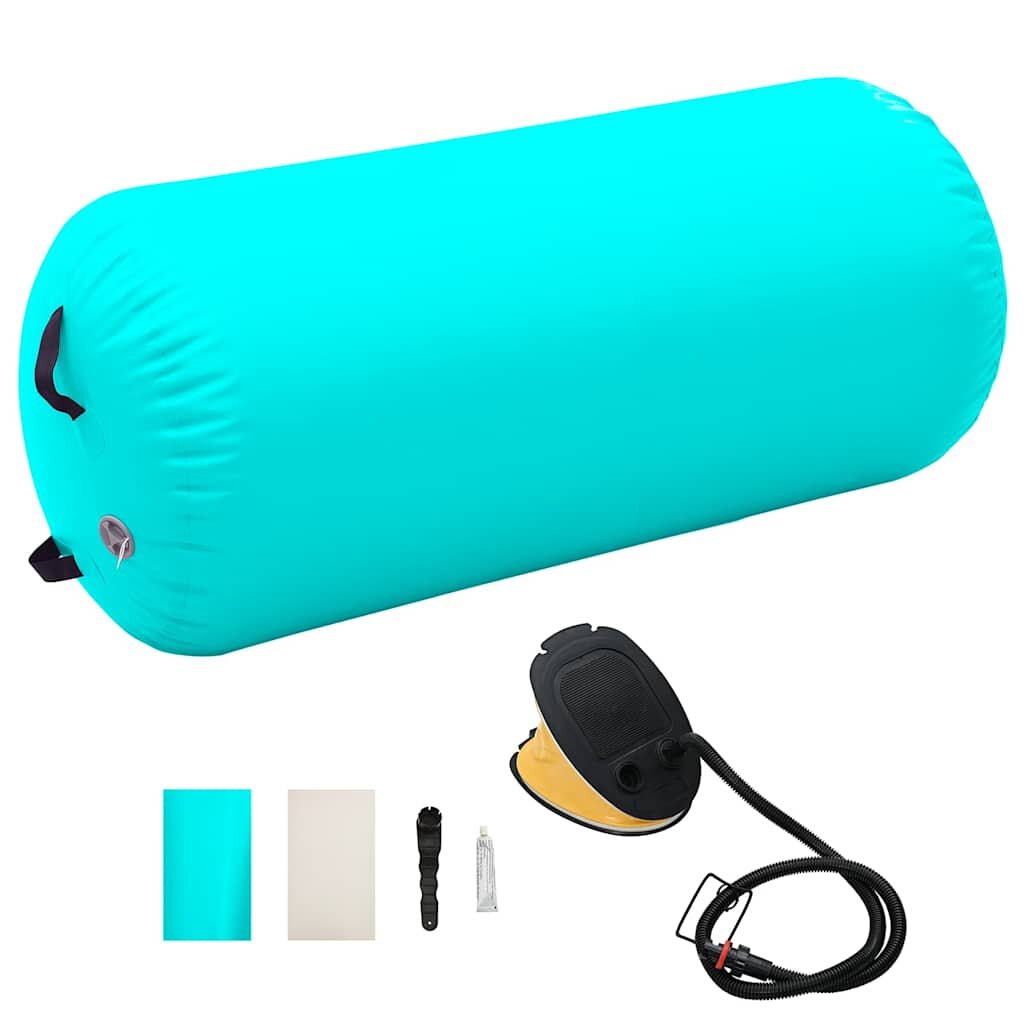 vidaXL Nafukovací gymnastický valec s pumpou 120x90 cm PVC zelený